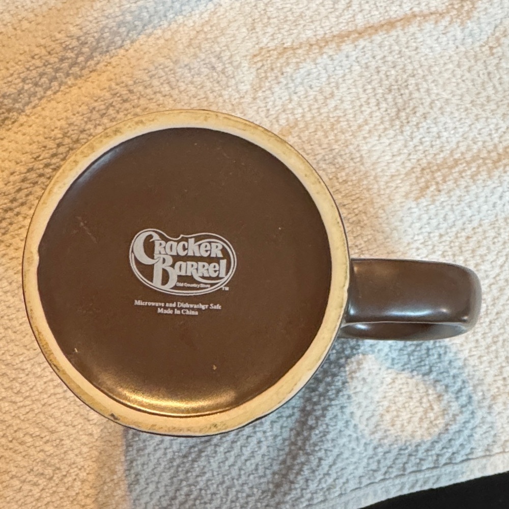 Cracker Barrel Brown and Cream Coffee Mug with Retro Label - Picture 4 of 4